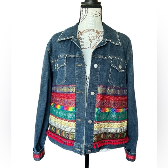 Telluride Clothing mix media wearable Art denim jacket - Picture 2 of 15